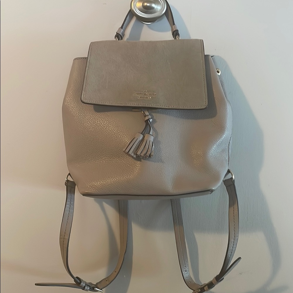 Kate Spade Gray Structured Leather Backpack